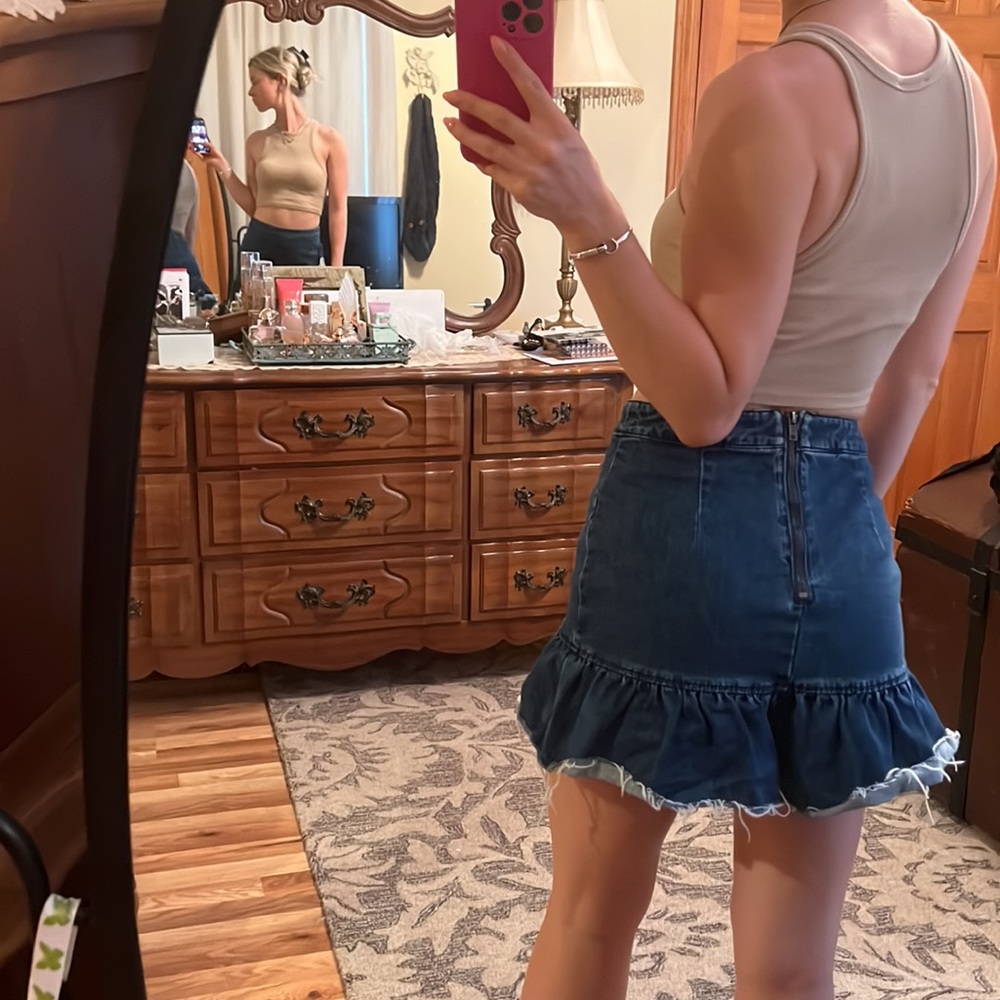 Cute Ruffle Jean Skirt - Picture 2 of 4